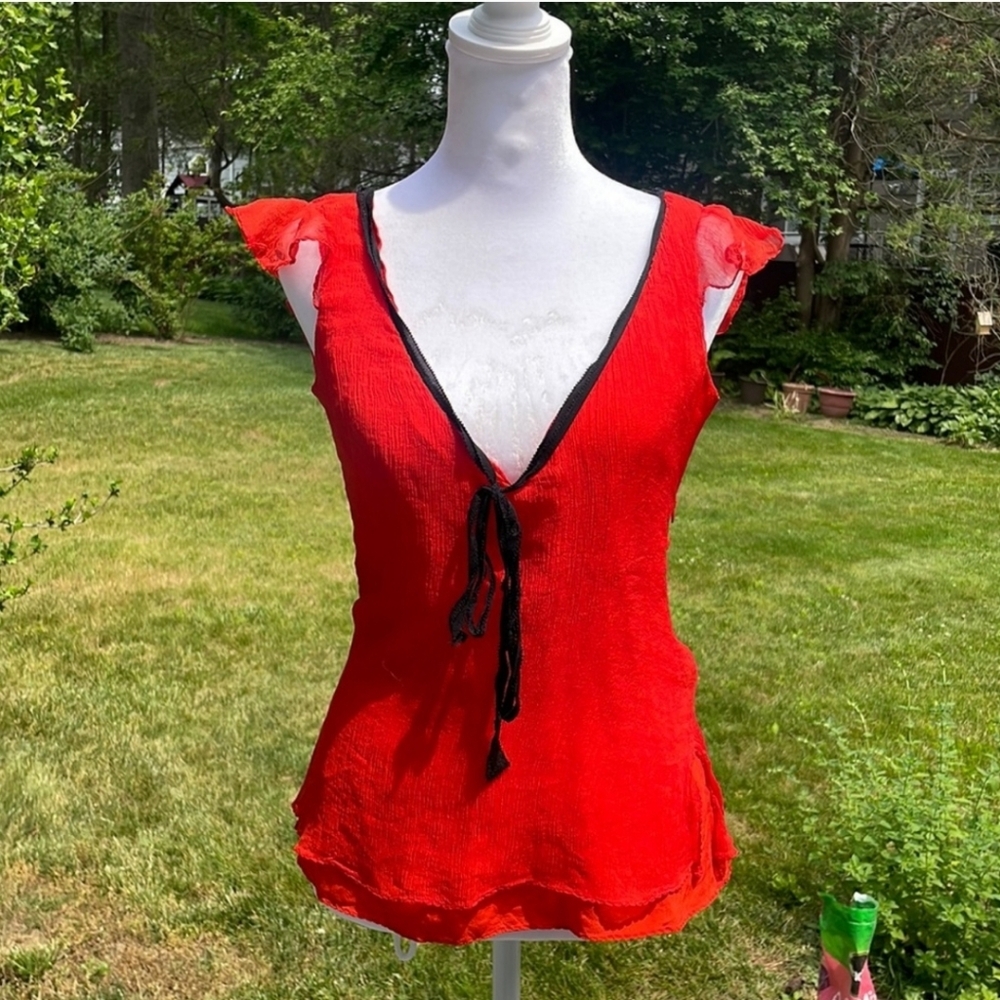 Fendi Orange Top with black trim